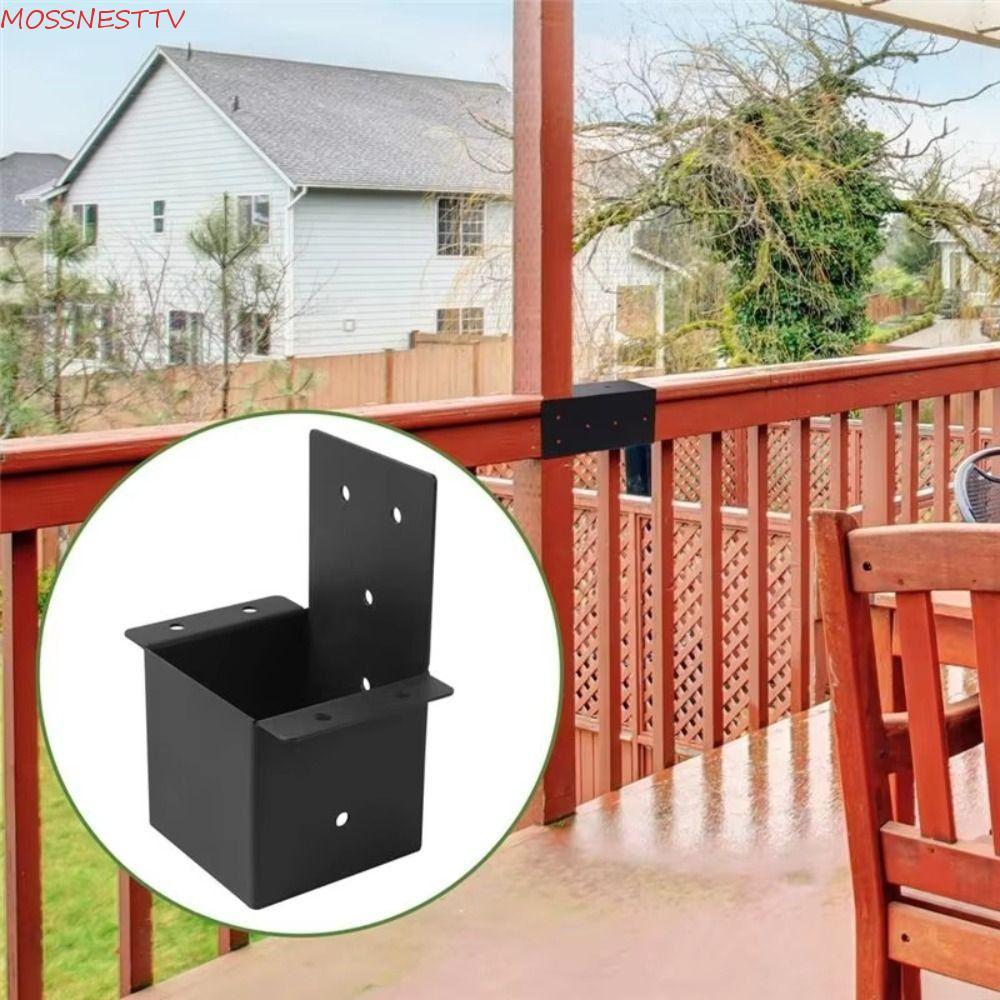 MOSSNESTTV Deck Railing Connector, โลหะติดผนัง Pergola Bracket, พร้อมสกรู Heavy Duty สีดําทนทาน Perg