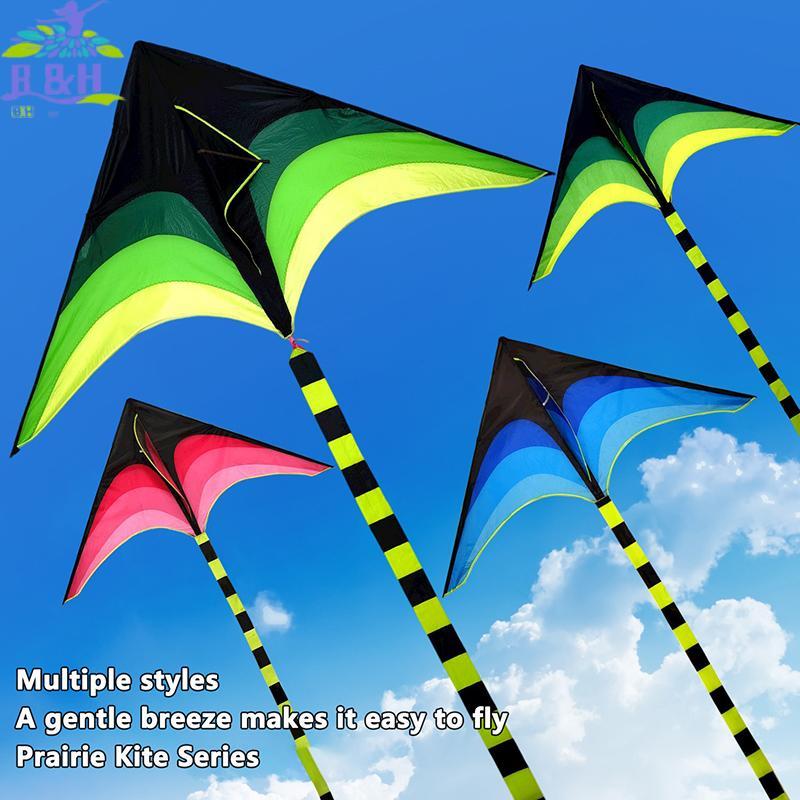 B&H ธ.ค. Kite Prairie Kite 1.2m Easy To Fly ผู้ใหญ่เด็ก Kite สามเหลี่ยม Kite Breeze ติดตั้งง่าย {vn}