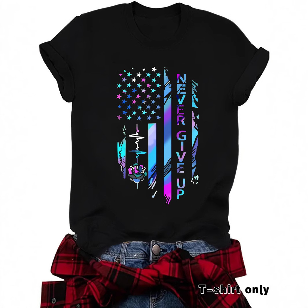 2026แฟชั่น2026สถานีอิสระยุโรปอเมริกันเย็นรูปแบบตัวอักษรพิมพ์รอบคอหลวมแขนสั้นเสื้อยืดขนาดใหญ่ข้ามพรมแ