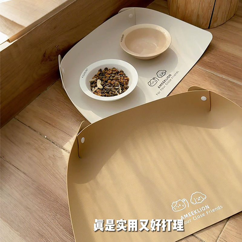 แผ่นรองจานสัตว์เลี้ยง Cat Special Cat Bowl Mat Dog Eating Mat หนัง PU กันน้ํา Oilproof ขนาดใหญ่ Plac
