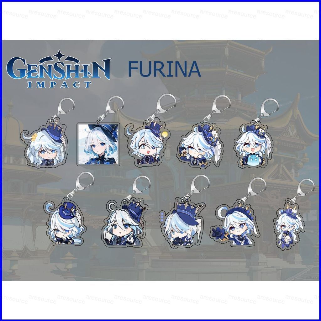 Genshin Impact เกม Furina Focalors พวงกุญแจ จี้กระเป๋านักเรียนอะคริลิค