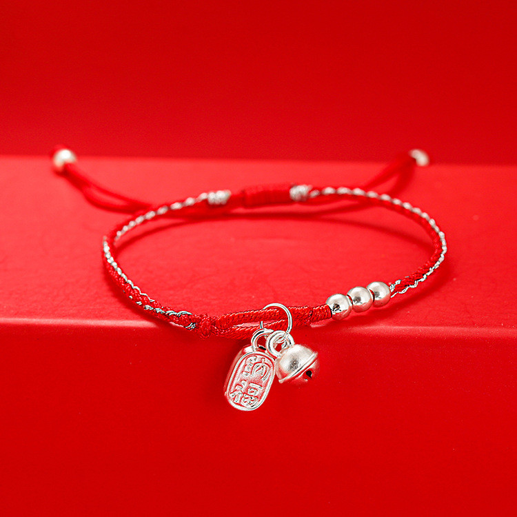 999 Sterling Silver Lucky Fortune Red String Bracelet