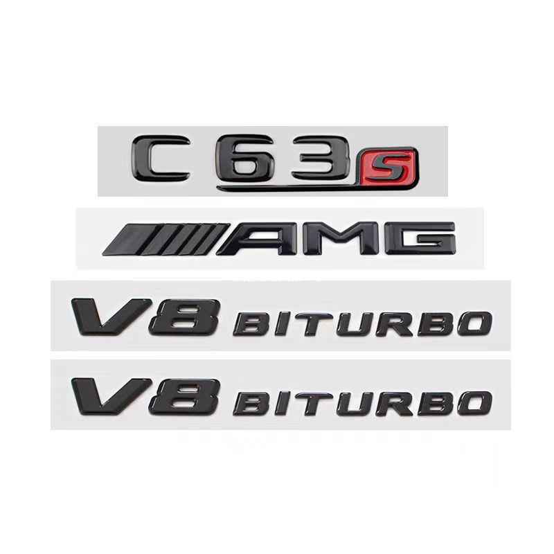 เหมาะสําหรับ benz C-Class GLC300D เหมาะสําหรับ โลโก้รถภาษาอังกฤษ C200 C63S C260 C300 C43 ดัดแปลงโลโก้ตัวอักษรด้านหลัง Displacement ป้ายดิจิตอลอุปกรณ์เสริมอัตโนมัติ