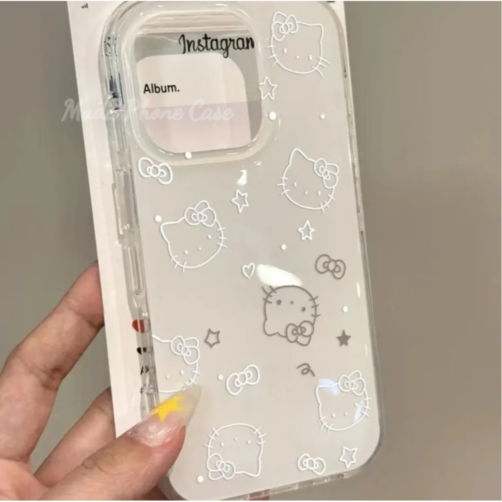 🤍white kitti🤍 น่ารักเคสสำหรับไอโฟน17 13 Air 16 12 15 11 case for IPhone 14ProMax 15 14 16 Plus 13 17 เคสใสลายการ์ตูน