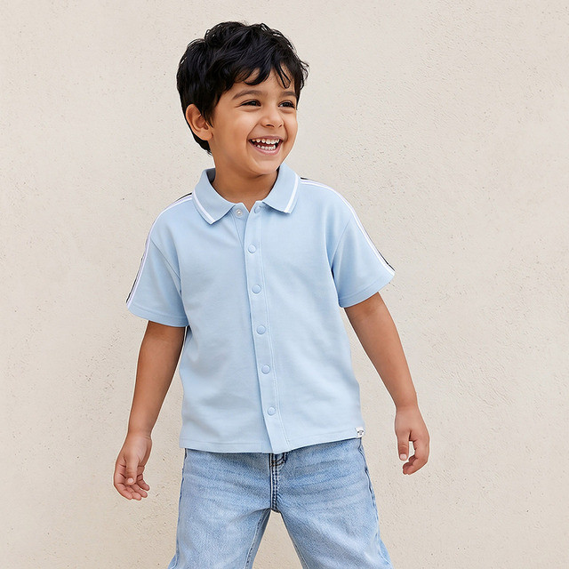 Babyshop Lee Cooper เสื้อเชิ้ตแขนสั้นคอปกลายทาง