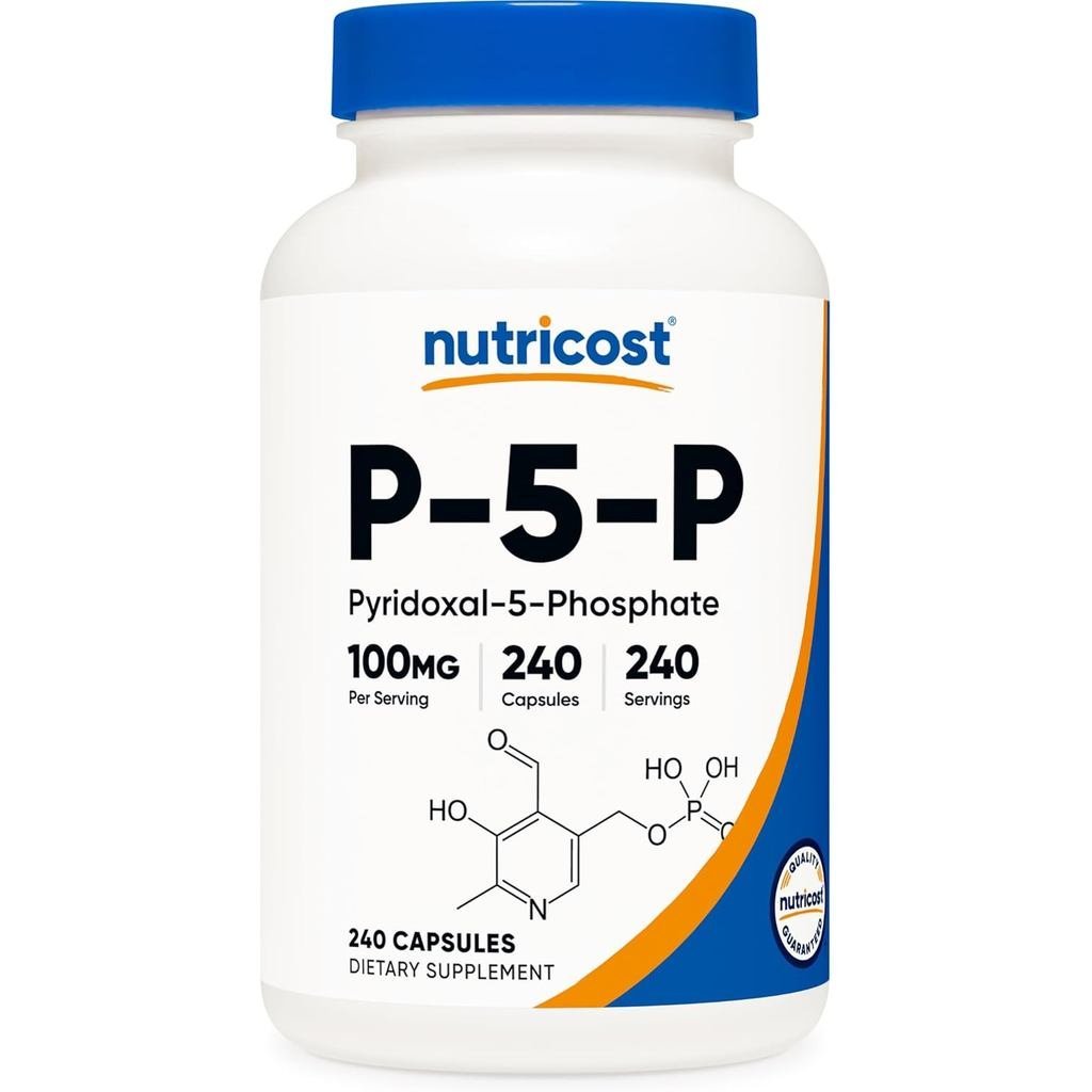 Nutricost P5P B6 100มก. 240 แคปซูล (Pyridoxal5Phosphate) เป็นมิตรกับมังสวิรัติ NonGMO Gluten
