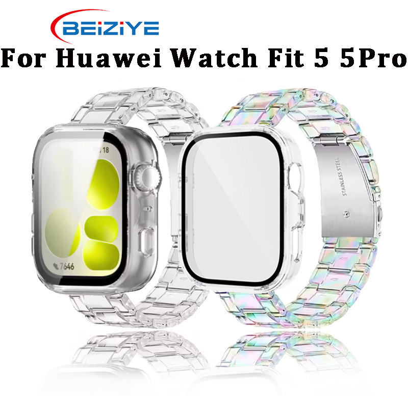 สายโปร่งใส + PC สําหรับ Huawei Watch Fit 5 นาฬิกาสําหรับ Huawei Watch Fit 5 Pro Hard PC กรอบฝาครอบกันชนกรณี