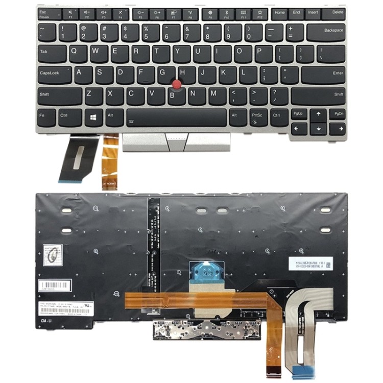 พร้อมส่ง US คีย์บอร์ดแบ็คไลท์สําหรับ Lenovo ThinkPad E480 L480 L380 Yoga T480s(สีเงิน)