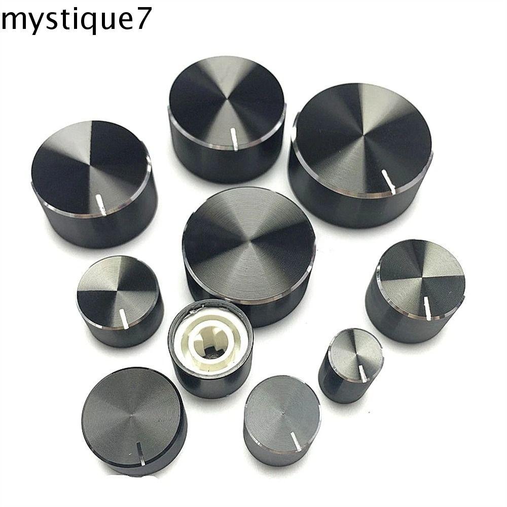 MYSTIQUE Potentiometer Knob การ์ดเสียงอลูมิเนียมโลหะสีดําโรตารี Taper Encoder ลูกบิดปุ่มควบคุมระดับเสียง