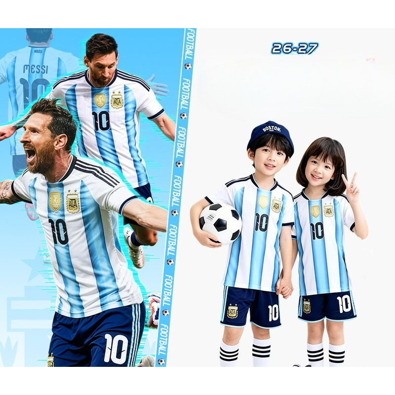 ชุดเสื้อฟุตบอลเด็ก เสื้อฟุตบอลอาร์เจนตินา ไม่จํากัดเพศ การแข่งขันเยาวชนชุดฝึกซ้อม