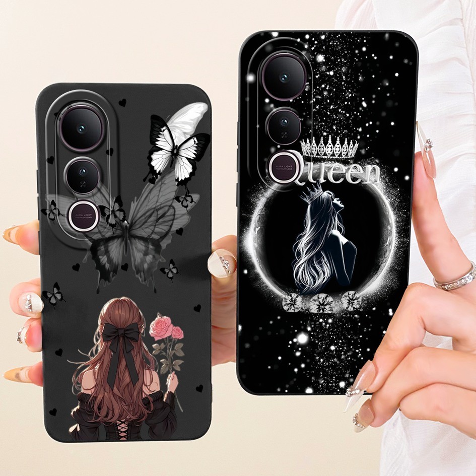 สําหรับ Vivo V50 Lite ปลอก V2440 สาวสวยผีเสื้อ Sunset Art ทาสีซิลิโคนอ่อนนุ่มกันกระแทกสําหรับ Vivo V