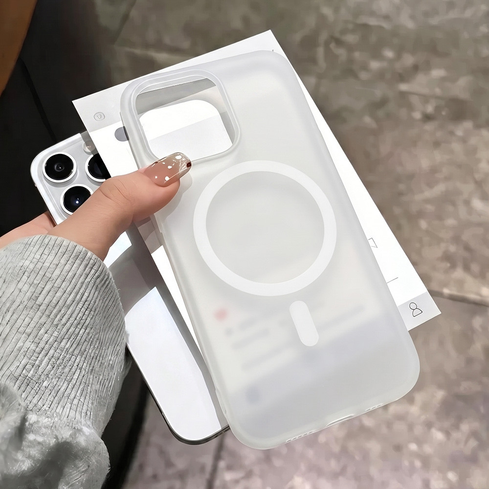 Magnetic เคส โทรศัพท์ผิว Matte แบบฝ้า for IPhone 11 13 14 15 16 17 Pro Max 12Pro Max Clear เคส Tpu อ่อนนุ่ม