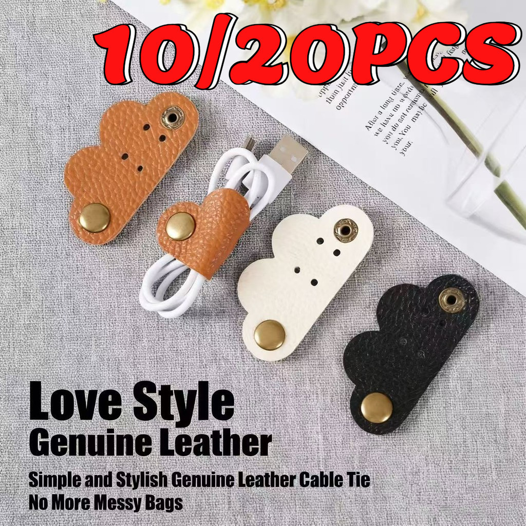 10/20PCS Snap ปุ่มสายผูก PU หนังเดสก์ท็อปสายไฟ Management Keeper สําหรับสายชาร์จ USB Office Travel