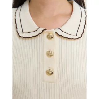 [Pomelo] เสื้อโปโลถักขอบตัดกัน / Contrast Trim Polo Knitted Top