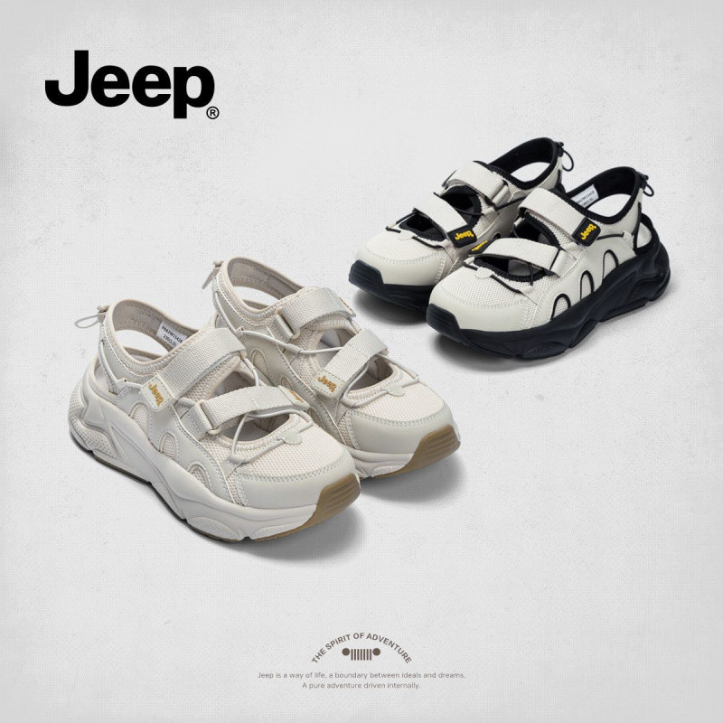 Jeep ฤดูร้อนหนาSoled Hollow Breathableรองเท้าแตะผู้หญิง 2026 สไตล์ใหม่Soft-Soledรองเท้าแตะลําลองกลางแจ้ง