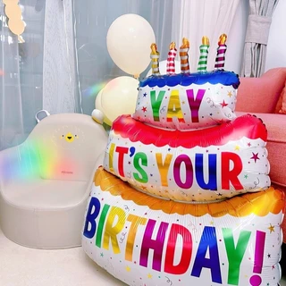 ส่งจากไทย ลูกโป่งฟอยล์เค้กวันเกิด ลูกโป่งวันเกิด ลูกโป่งฟอยล์ Balloon Happy Birthday Party