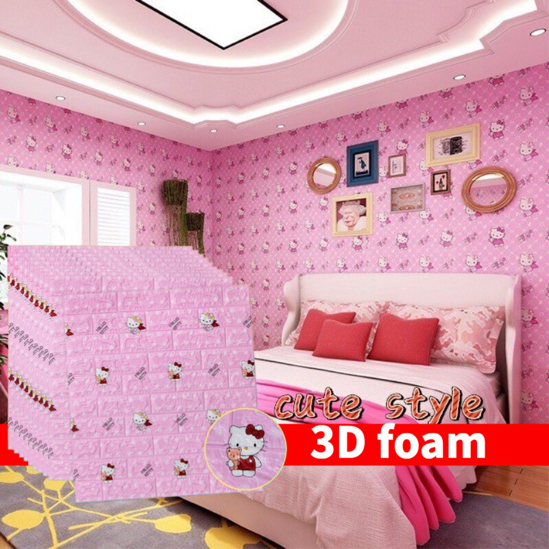 3D วอลเปเปอร์ติดผนัง วอลเปเปอร์ ติด ผนังห้องนอน สติกเกอร์วอลเปเปอร์โฟม กันน้ํา มีกาวในตัว สําหรับติดตกแต่งผนังห้องนอน