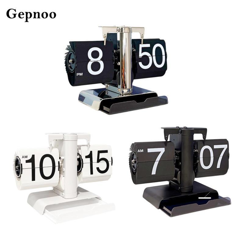 [Gepnoo] Flip Desk Clock อัตโนมัติด้านข้างหมุนนาฬิกา Digital Flip Down Clock สําหรับเดสก์ท็อป