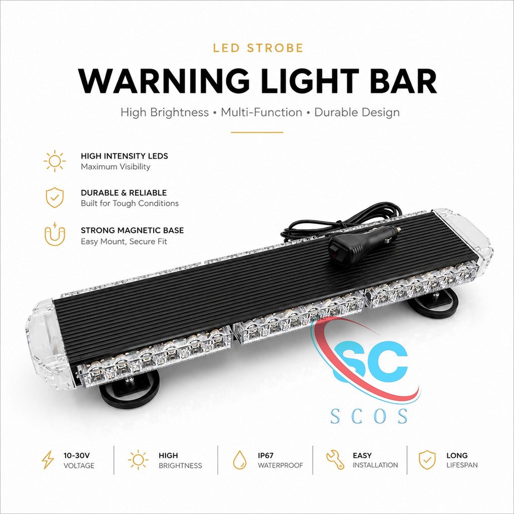 3ช่อง4ด้านไฟไซเรนไฟติดหลังคา 12V-24V’52CM ไฟไซเรนติดหลังคา แสงแรง 6 wx42Led