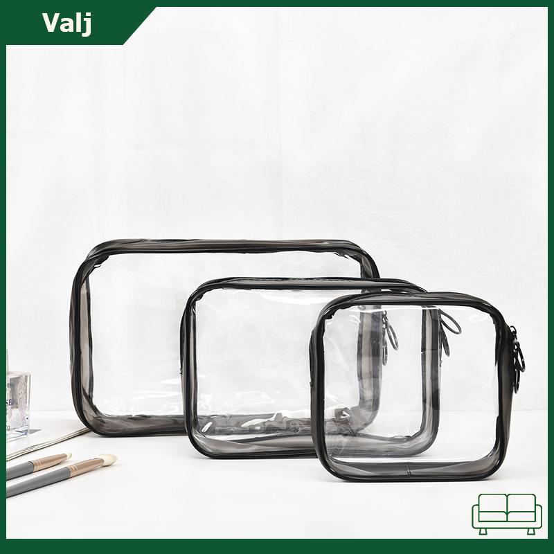 กระเป๋าเก็บเครื่องสำอางมีซิปใส PVC ใสสำหรับเดินทางของผู้หญิง