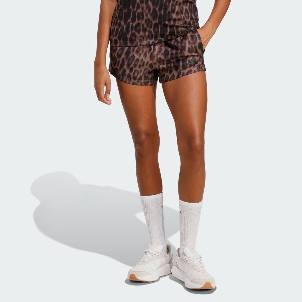 adidas Lifestyle Seasonal Essentials Leopard Print Woven Shorts with 3-Stripes Women Multicolor JZ0199