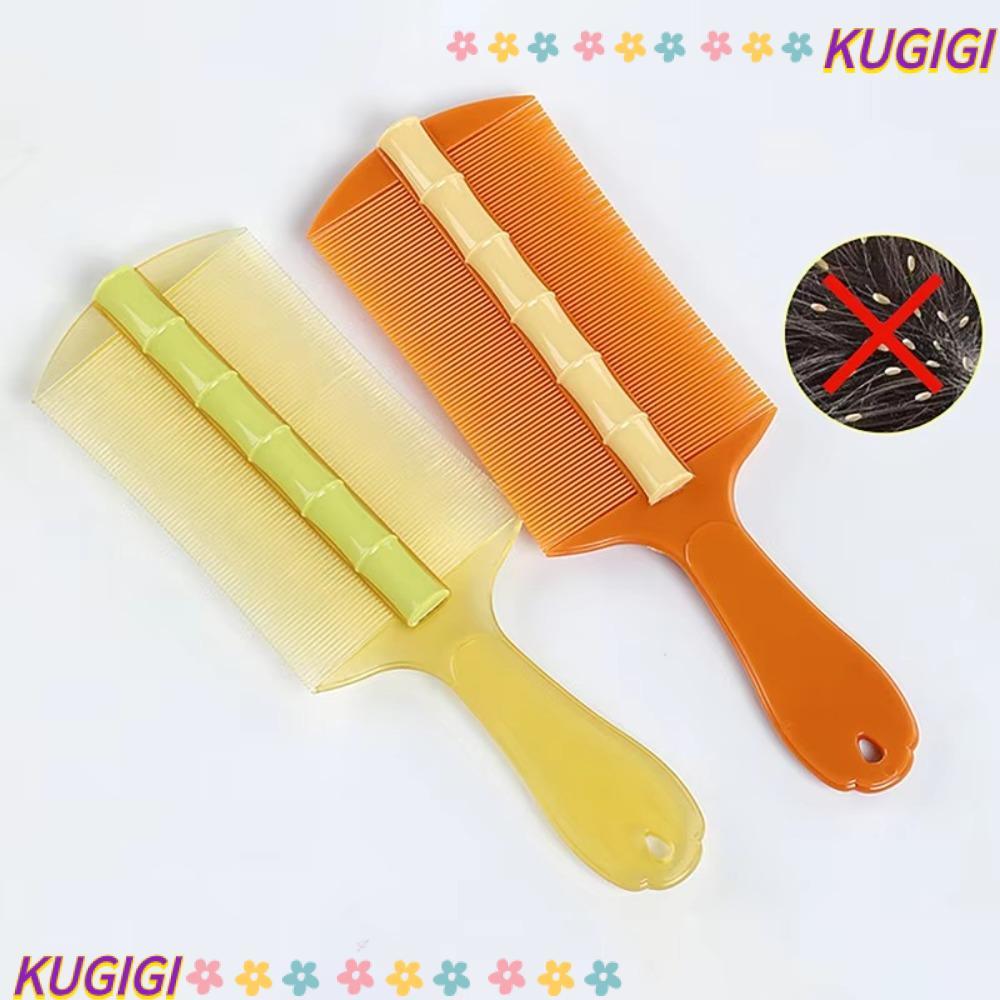 KUGIGI หวีเหาไม้ไผ่, หวีหนังศีรษะทําความสะอาดสองด้านที่หนาแน่นเป็นพิเศษ, หวีนวดมืออาชีพหนังศีรษะเรียบแบบพกพาลบรังแค