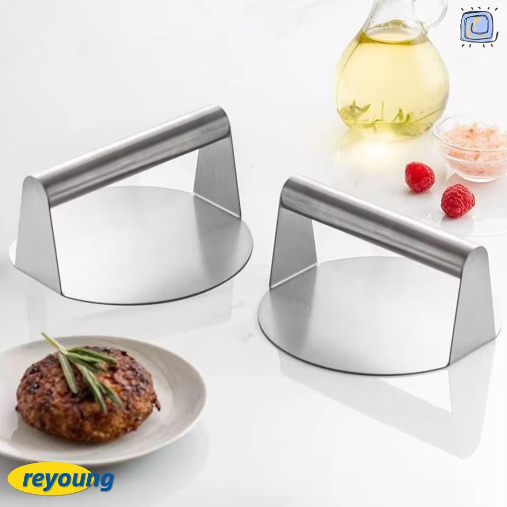 REYOUNG Smash Burger Press, Round Stainless Steel Grill Press, Grill Press No Rust Burger Smasher Ho