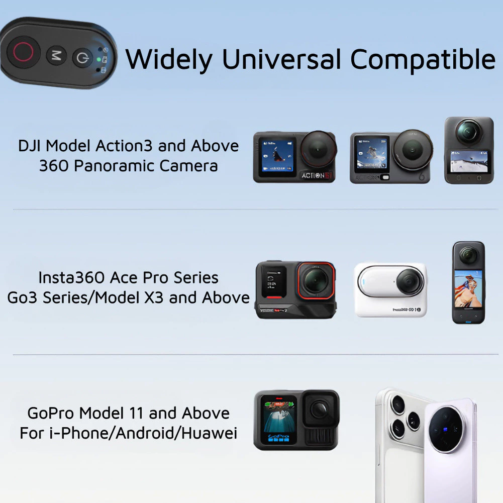 INOVAGEN สําหรับ DJI Osmo 360 Action 5 Pro/4 Insta360 Mini Bluetooth รีโมทคอนโทรลสร้อยข้อมือ,ชาร์จ,โทรศัพท์กล้องชัตเตอร์ thumbnail 7