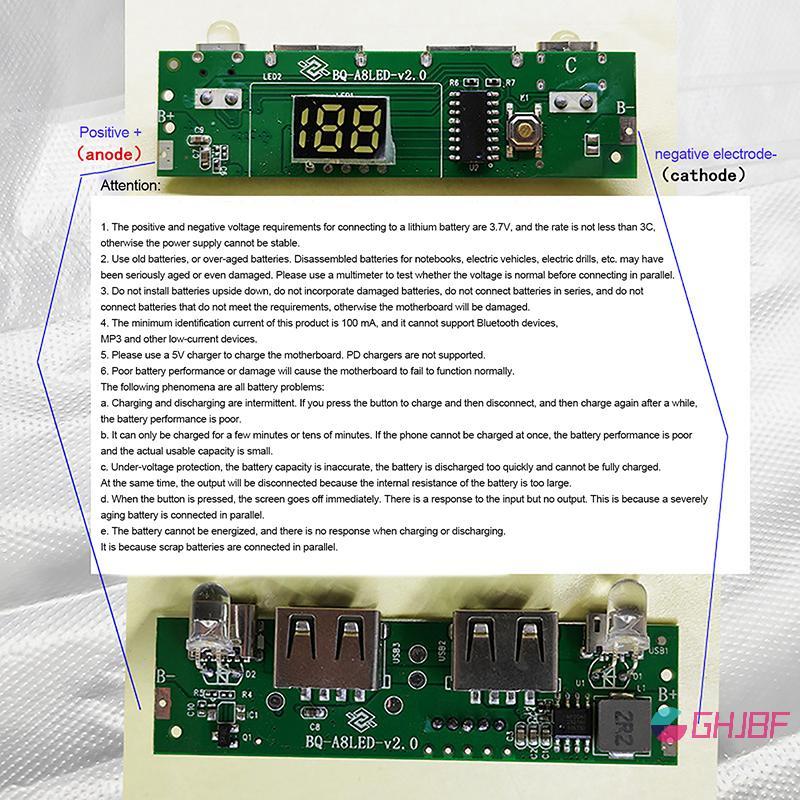 GHJBF] 5V 2A Digital Display Circuit Strip Module TYPE-C Micro USB A8188Mobile Power เมนบอร์ด ศนนเดิ