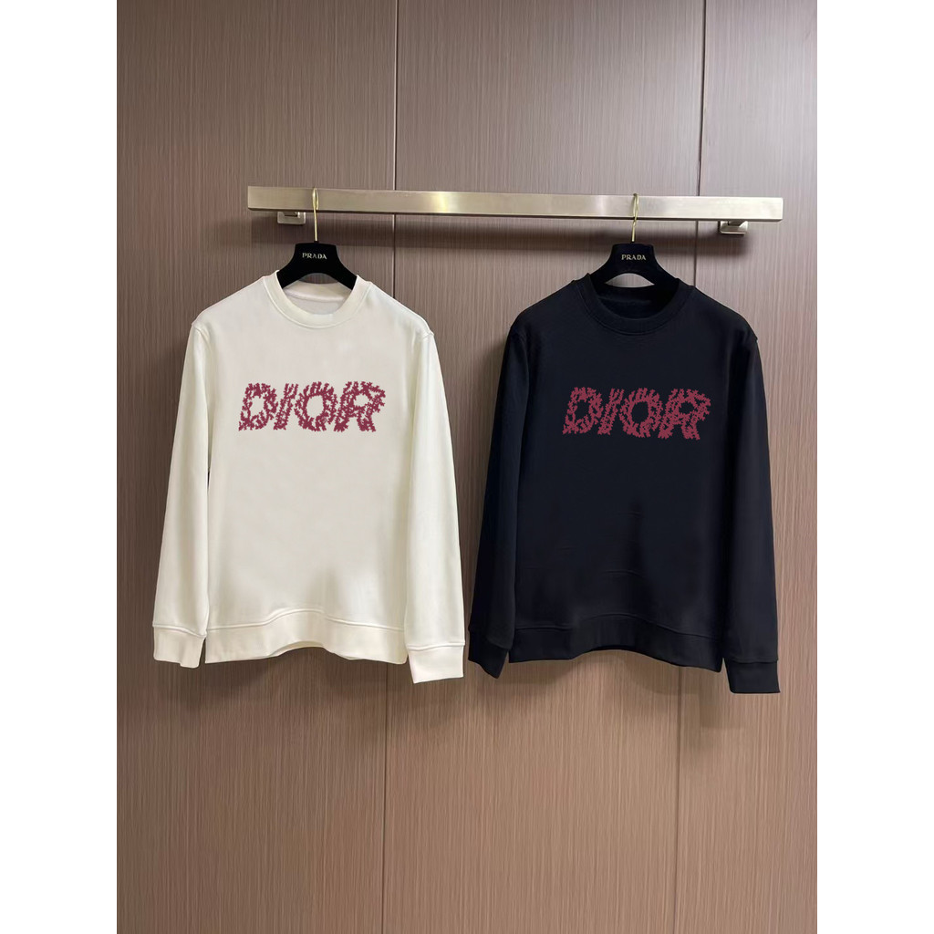 DIOR/DIOR/2026 ฤดูใบไม้ร่วงฤดูหนาวสไตล์ใหม่รอบคอเสื้อกันหนาวHoodedเสื้อกันหนาวผู้ชายผู้หญิงฤดูใบไม้ผ