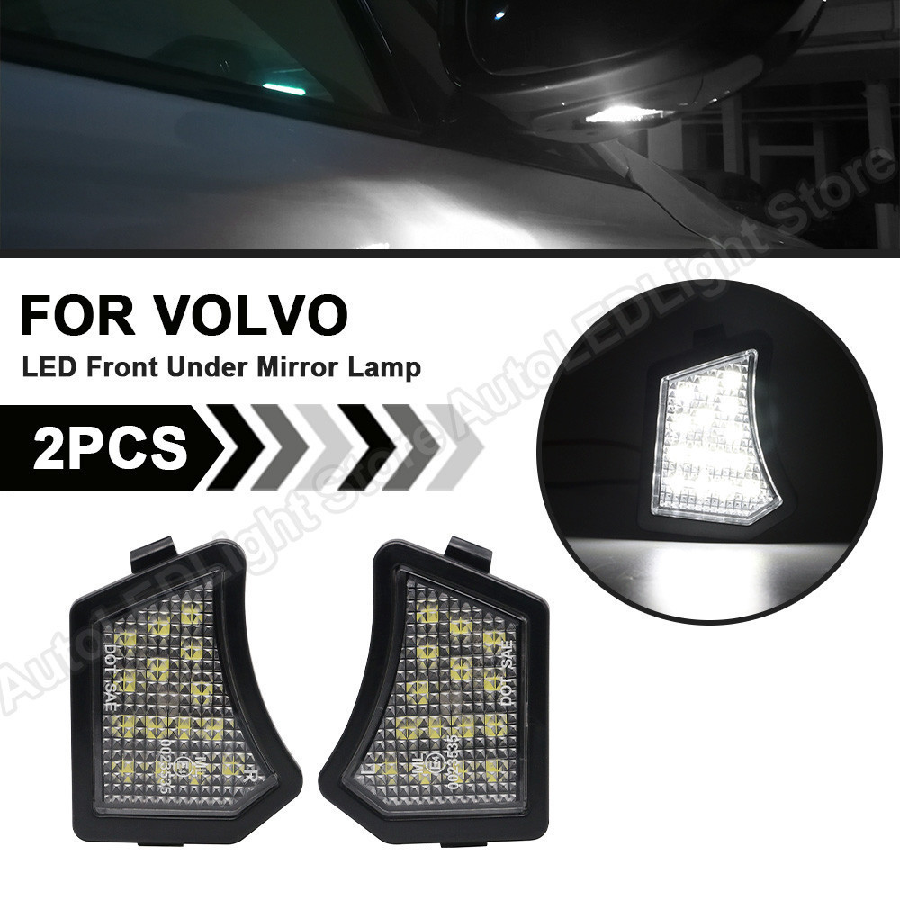 2PCS LED ด้านหน้าภายใต้กระจกโคมไฟ Puddle สําหรับ Volvo V40 V50 C30 C70 S40 S60 S80 V70 XC70 XC90 สํา
