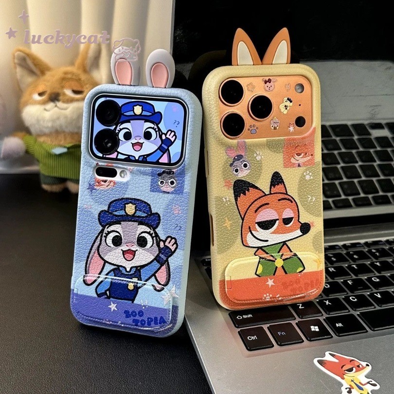 3D DIY หูชุดสัตว์เคสโทรศัพท์ + ขาตั้งสําหรับ iPhone 17 16 15 14 13 12 11 Pro Max X Xr Xs Max 7 8 Plus SE2020