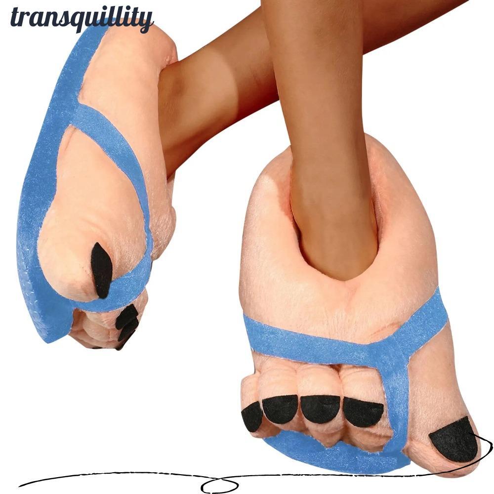 TRANSQUILLITY รองเท้าแตะตลก Creative Big Toe รองเท้าฤดูหนาว ผ้าฝ้ายอุ่นการ์ตูน Toe รองเท้าผู้หญิง