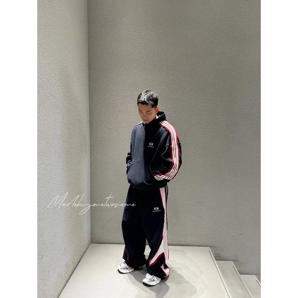 เพดาน!Daigou เกรด Balenciaga Balenciaga SS2025 Unity Sports Icon Hoodie Dropped ไหล่แขนเสื้อ Hooded 
