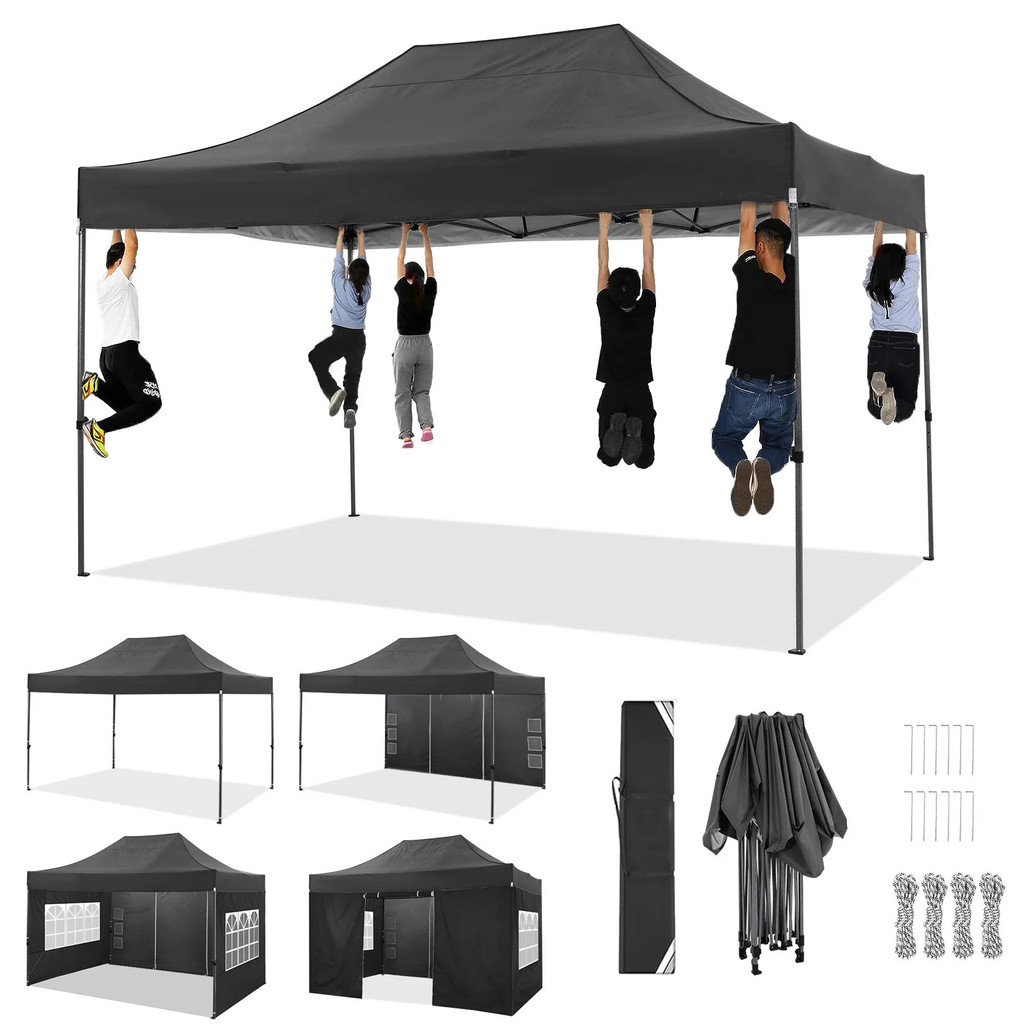 10x15 Heavy Duty Pop Up Canopy เต็นท์ 4 Sidewalls Commercial Outdoor Canopy งานแต่งงานเต็นท์สําหรับง