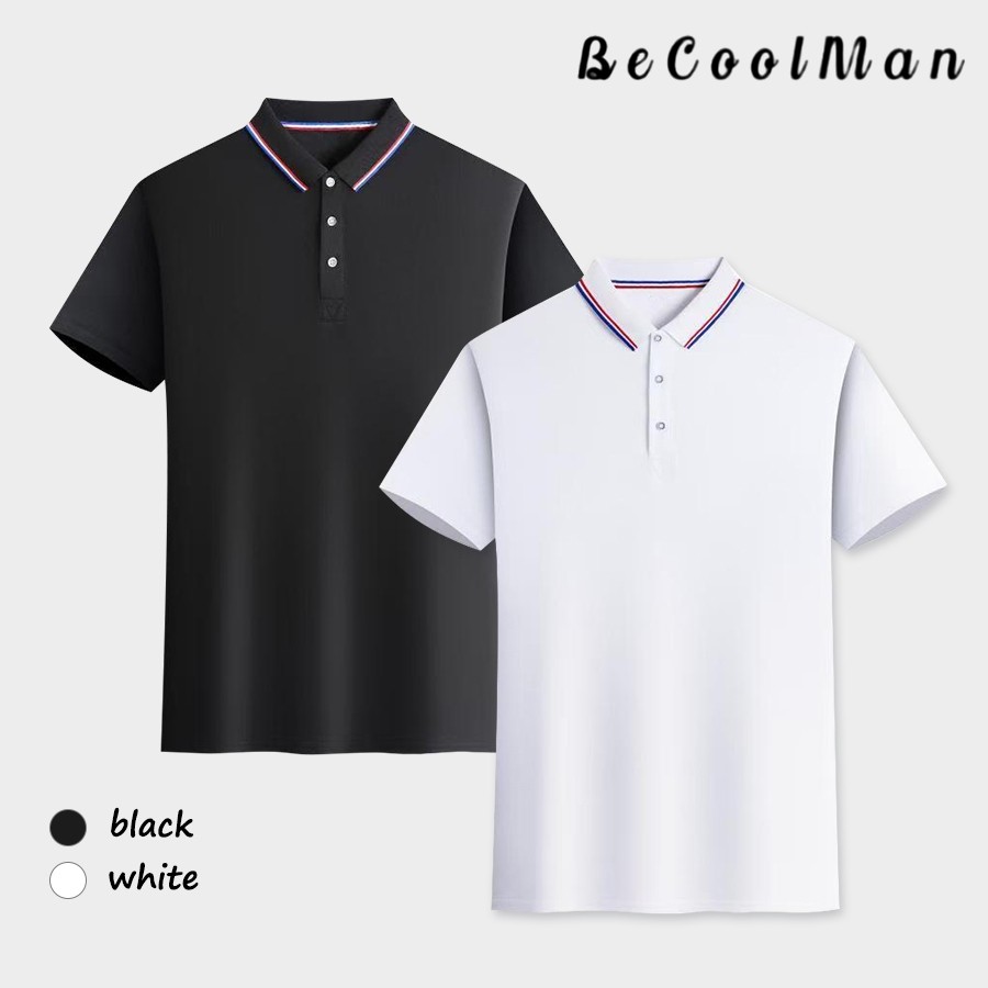 💥BECoolMan💥เสื้อโปโลผู้ชายฤดูร้อน สีพื้น คอปกแขนสั้น ลำลอง ธุรกิจ อเนกประสงค์ ทรงหลวม ขนาด M-3XL