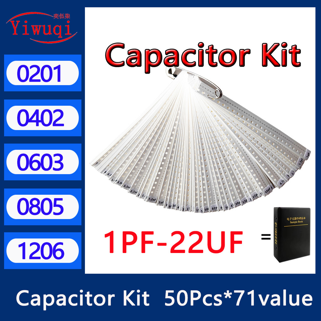 Capacitor kit 0201 0402 0603 0805 1206 smd Capacity package each value*50PCS Sample Kit Capacitor 1/