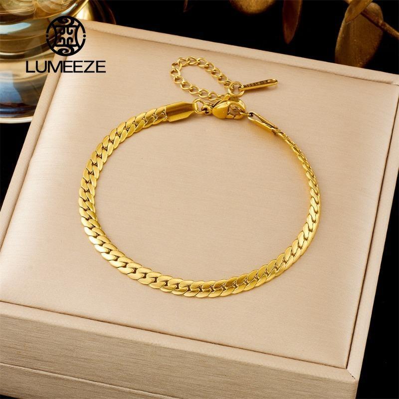 สร้อยข้อมือสตรีแบบโซ่ขนาดเล็ก สเตนเลสสีทอง สำหรับเป็นของขวัญแฟชั่นและสวมใส่ง่าย - รูปที่ 2