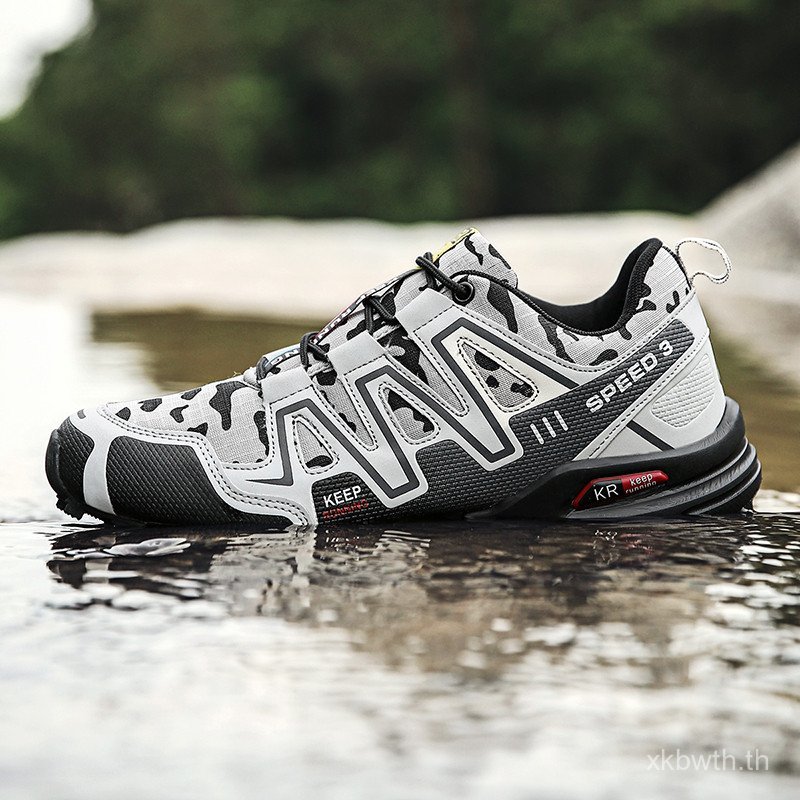 รองเท้าปีนเขาลายพราง Solomon สไตล์ใหม่สำหรับการใช้งานกลางแจ้ง รองเท้าขนาดบวก