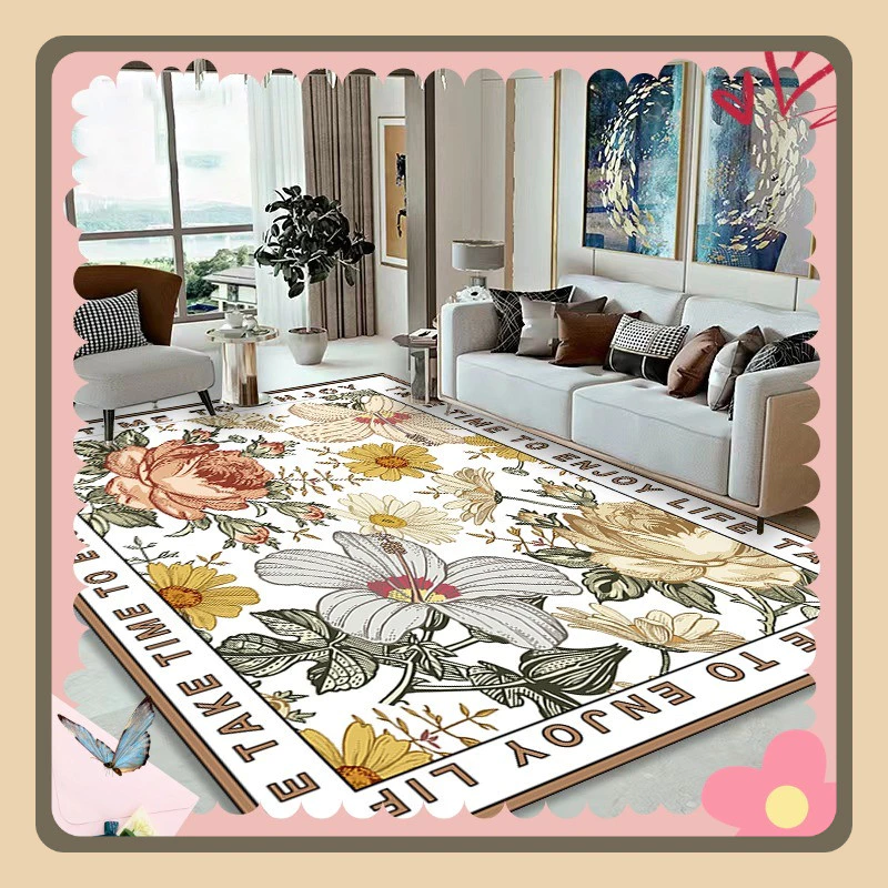 【พร้อมส่งในไทย】ม้วนส่ง พรมลายดอกไม้ ลสยมงคล 3.5ฟุต 5/6ฟุต 8/10ฟุต carpet พรมปูพื้นใหญ่ห้องนอน ห้องนั่งเล่น ทนทาน COD