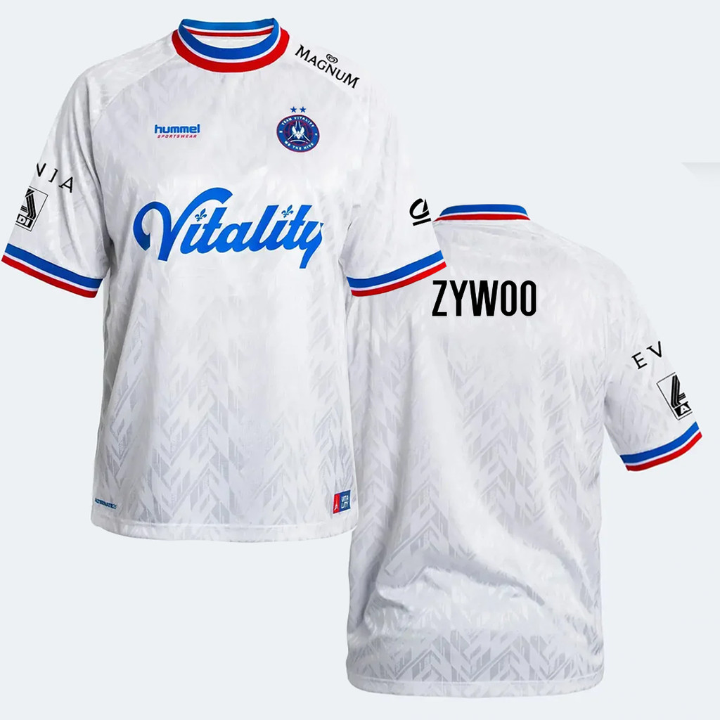 เสื้อยืดทีม Vitality แบบใหม่ปี 2025 สำหรับคลับและแฟน esports ZywOo ในรายการ EPL Championship