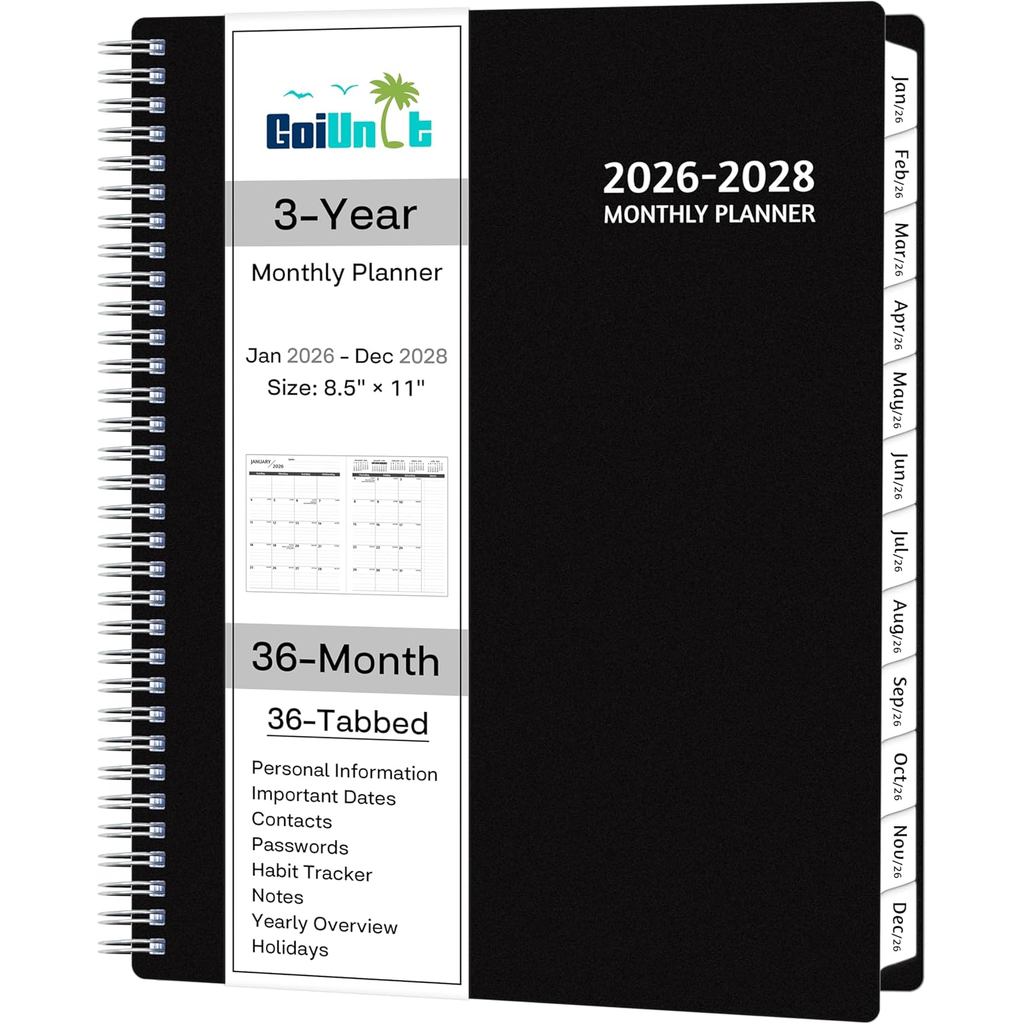 Planner รายเดือน 2026-2028, 36 เดือน Calendar Planner 2026-2028 จาก Jan 2026 – ธ.ค 2028, 8.5'' x 11'
