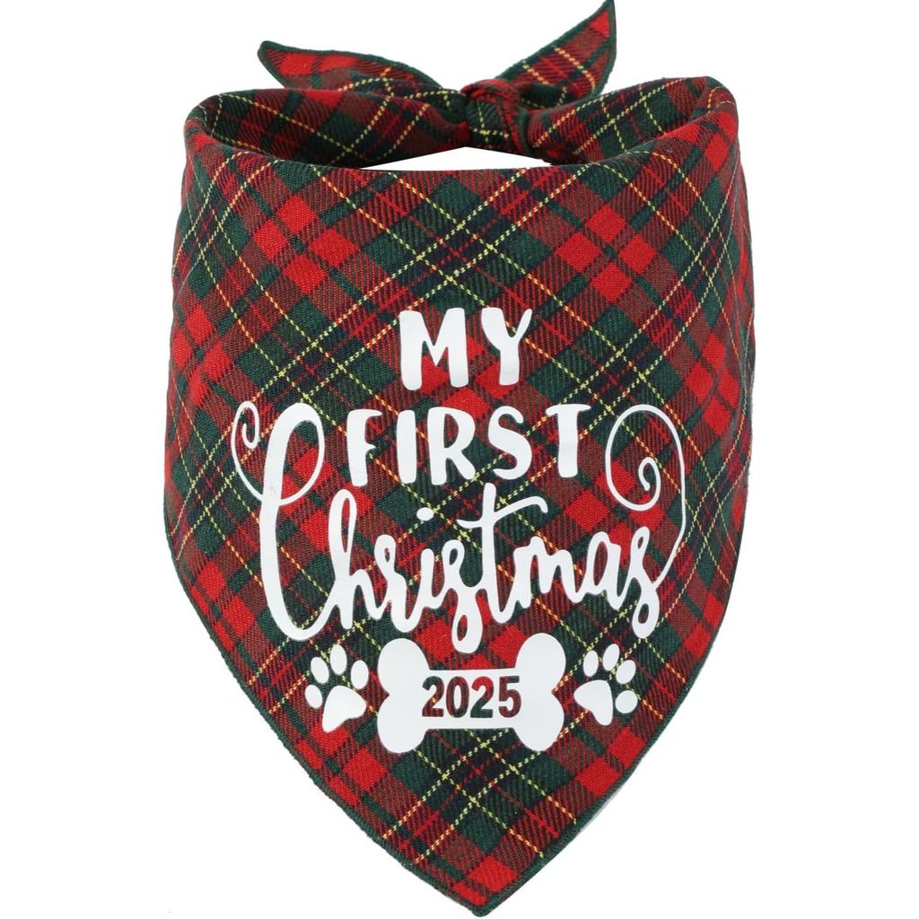 My First Christmas Dog Bandana สําหรับลูกสุนัข Small Medium Large Dogs Cat Pet