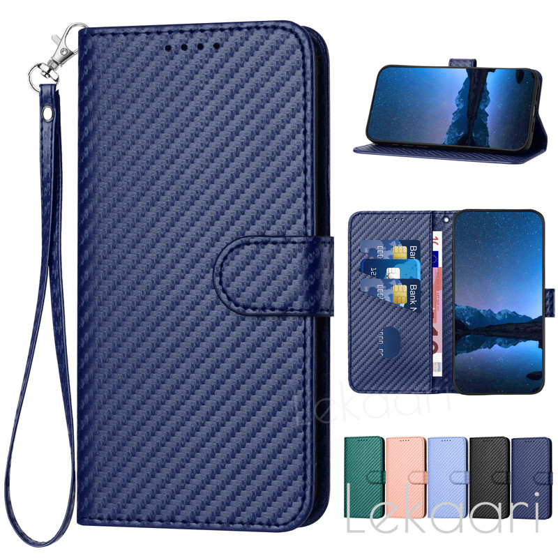 Carbon Fibre Flip Case for Nothing Phone 3 3a CMF 2 2a 1 Pro Leather Wallet Magnetic Card Slots Casi