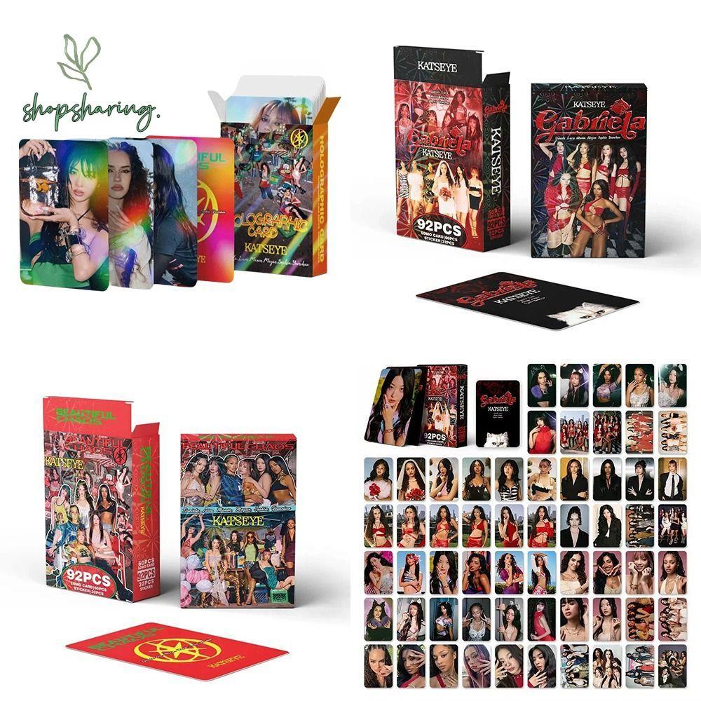 SHOPSHARING 92/124 ชิ้น KATSEYE การ์ดรูปถ่าย Lomo, BEAUTIFULCHAOS MANON MEGAN KATSEYE อัลบั้ม LOMO ก