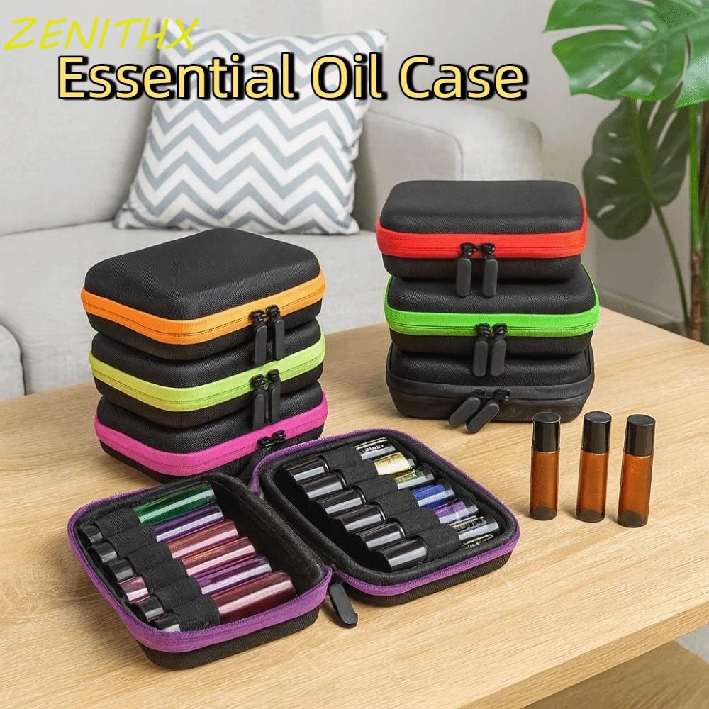 ZENITHX กระเป๋าเก็บน้ํามันหอมระเหย, Moisture-proof 10ML ความจุ Essential Oil Case, แบบพกพาสะดวก Hard Shell 12 ช่องกล่องน้ําหอม Travel