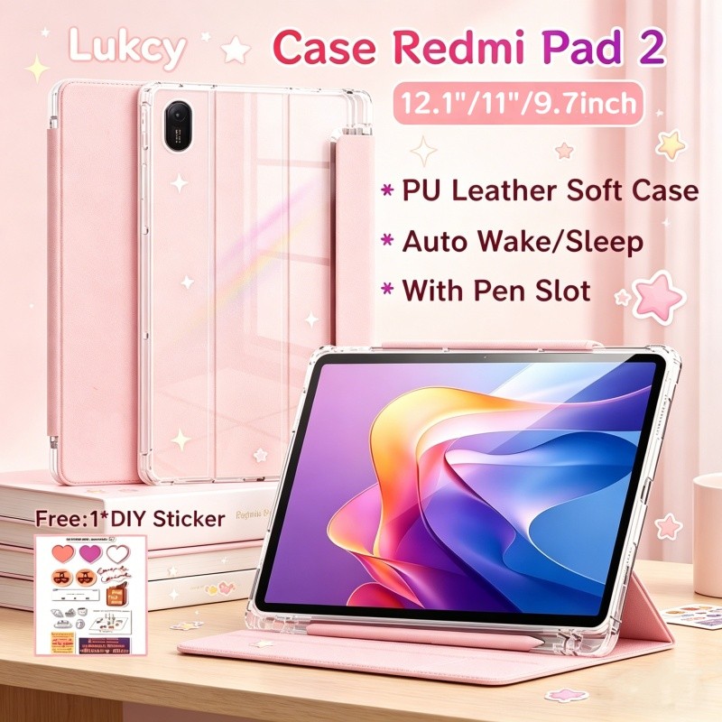 เคส Redmi Pad 2 11 นิ้วพร้อมช่องเสียบปากกา Auto Wake เคสป้องกัน Redmi Pad 2 9.7 นิ้วกรณีด้านหลังโปร่