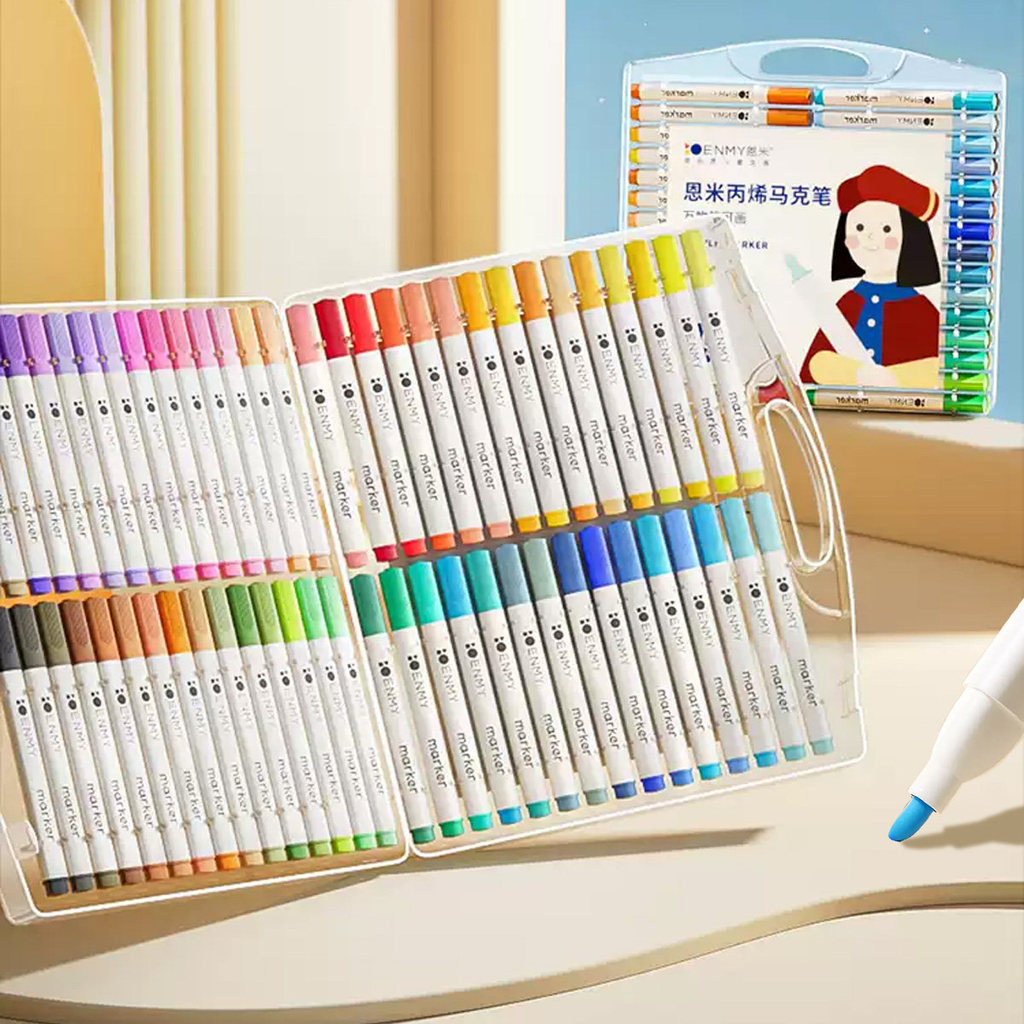 ปากกาอะคริลิค ENMY 24/36/48/80 สี ล้างได้ ไม่ซึมกระดาษ ผสมสีได้ สำหรับเด็ก
