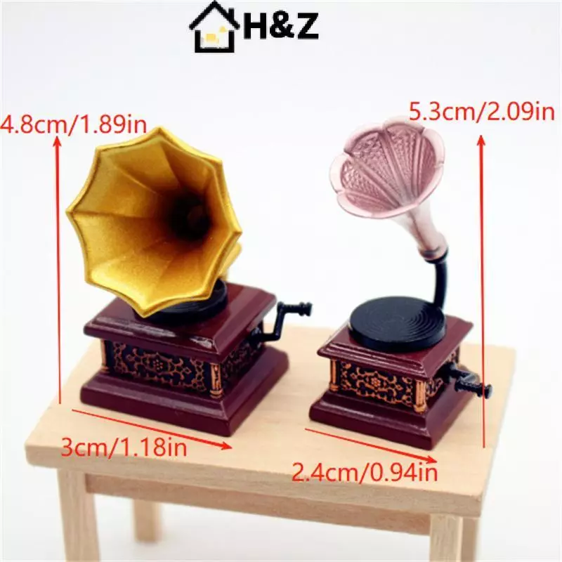 H & Z Dollhouse Vintage Phonograph Miniatures ของเล่นประดับบ้านตุ๊กตา thumbnail 10