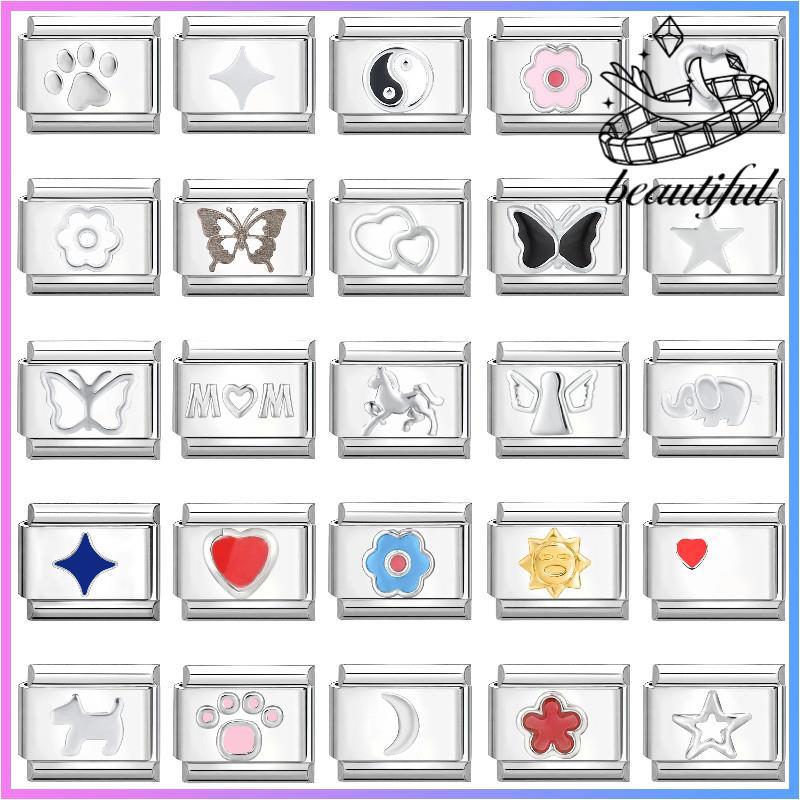 Rhombus Tai Chi อิตาเลี่ยน Charm สร้อยข้อมือ Fit 9 มม.สร้อยข้อมือสแตนเลส DIY เครื่องประดับทําอุปกรณ์เสริม Retro บุคลิกภาพโมดูลสร้อยข้อมืออุปกรณ์เสริม